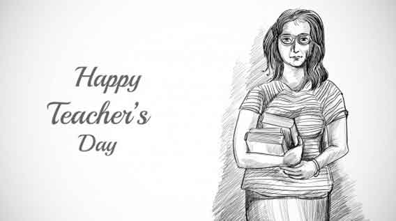 Teachers' day drawing for female teacher