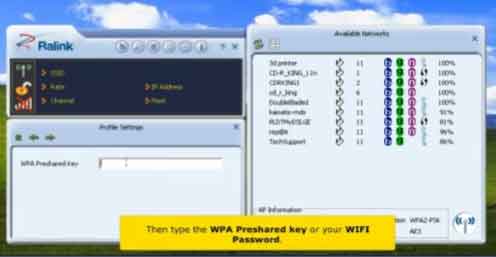 give your WPA password and click next