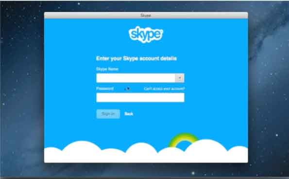 enter your skype account id and password