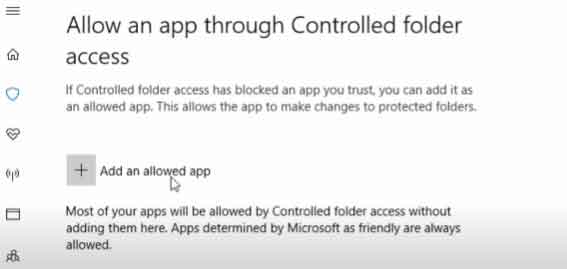 Allow App through controlled folder access
