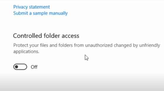 How to Enable controlled Folder access