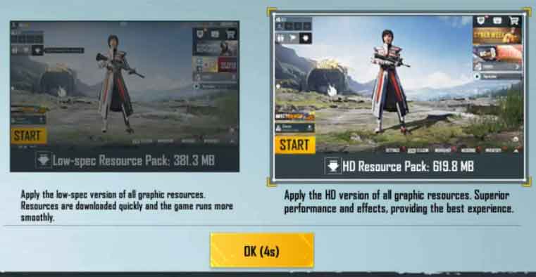 download light/low spec resource pack to play PUBG New State Mobile in 2gb ram phone