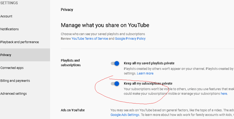 How to hide Your Subscription on your Youtube channel