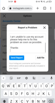 report instagram support