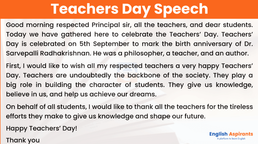 short Teachers' Day Speeches for kids #3
