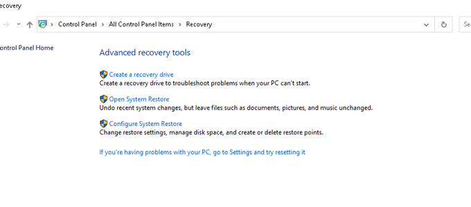 perform a windows recovery