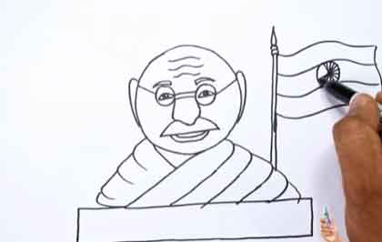 Drawing Mahatma Gandhi with the number 2