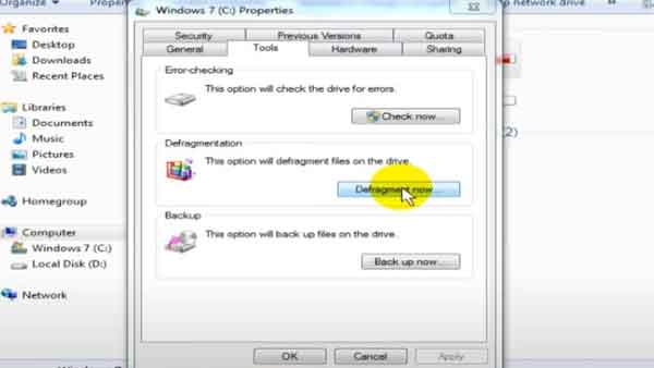 Defragment your Windows 7 hard drive