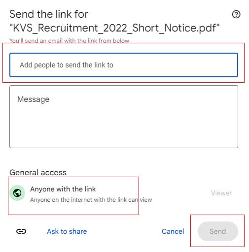 Add access to user to share file with them