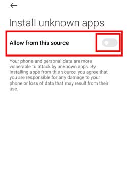 Give permission to Install unverified APK