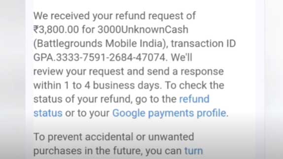 bgmi uc refund request approved